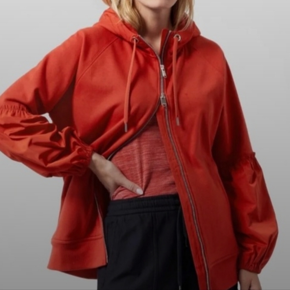 Red Hooded Zip-Up Jacket Athleta 3X On My Way Hoodie